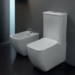 Nowoczesne rodzaje toalet: elegancka miska WC i bidet obok siebie.