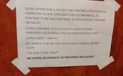 Informacja dla sąsiadów o remoncie: nie wykręcaj żarówek, nie niszcz ścian. Szanuj siebie i innych!