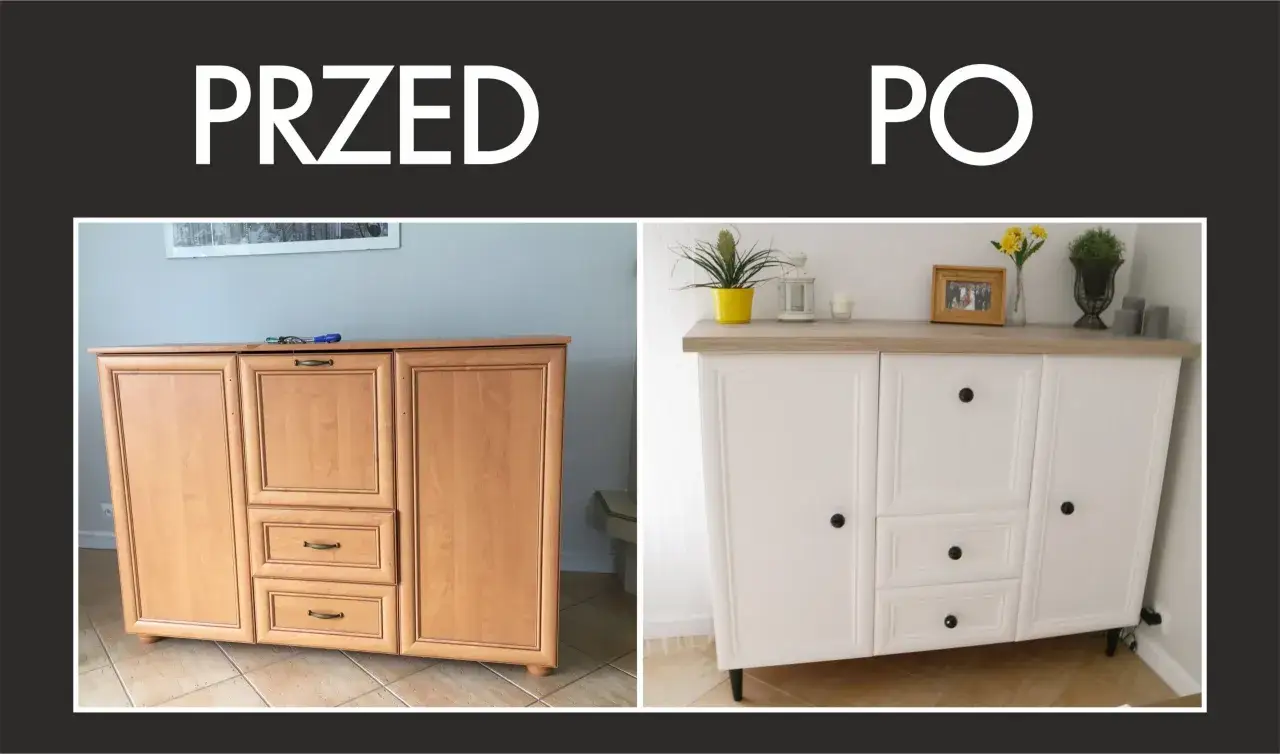 Przed i po renowacji komody. Świetne pomysły na odnawianie starych mebli, by nadać im nowe życie i styl.